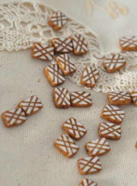 进口捷克珠12x9mm复古长方形华夫井字切面珠串珠diy饰品配件