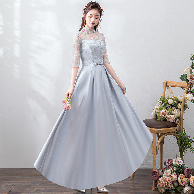 伴娘服冬季2018新款韩版派对年会礼服显瘦姐妹团灰色伴娘礼服女长|msdalam kategori Butik wanita / wanita, perkahwinan/Cheongsam/pakaian, pakaian/malam - dari Buy2taobao.com untuk memberikan perkhidmatan ejen Taobao profesional membeli