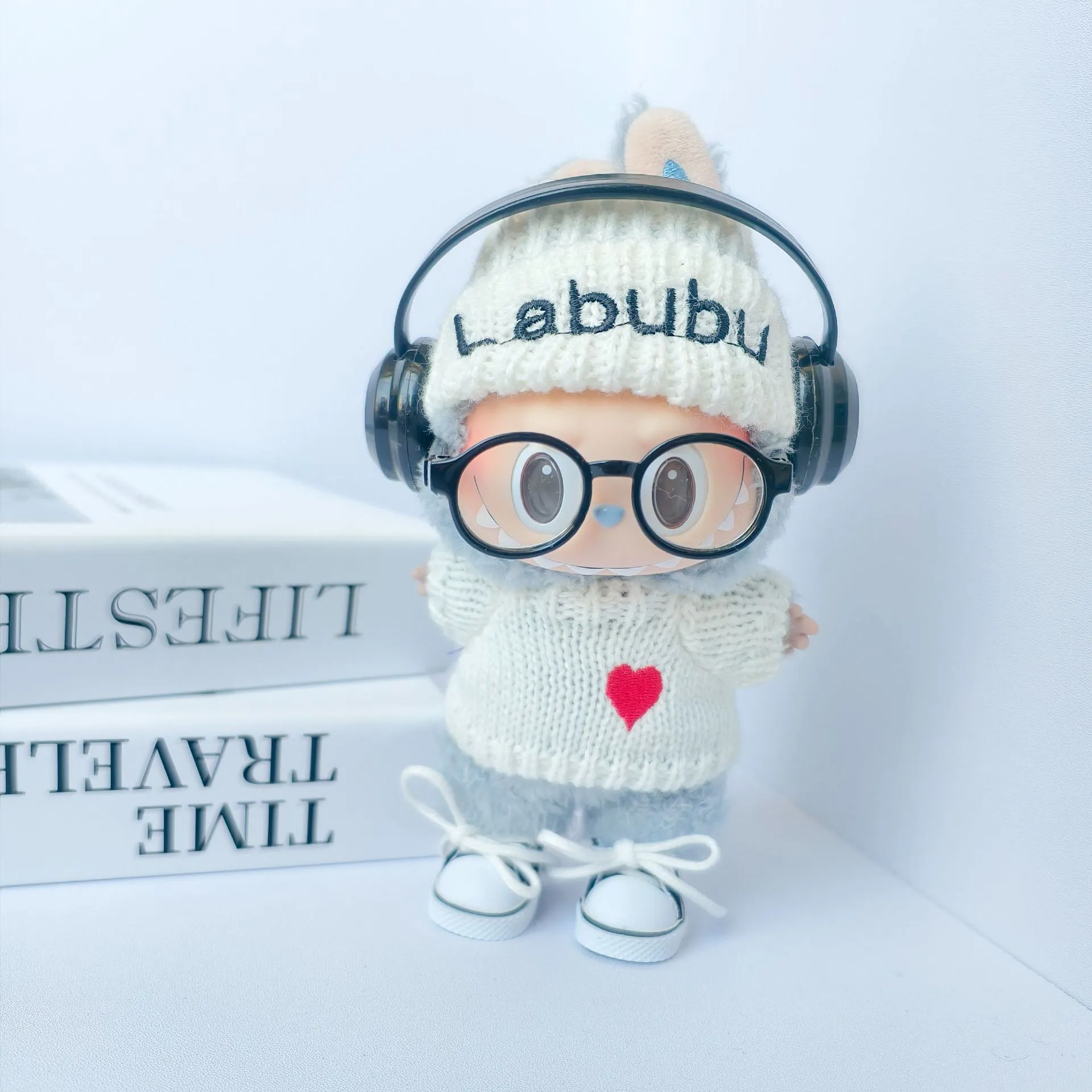 17-сантиметровая подвеска Labubu, одежда для кукол второго и третьего поколения, одежда LABUBU, свитер, шапка, модный крутой костюм, новый продукт Изображение 1
