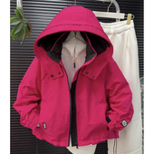 连帽宽松短款 2026春秋工装 夹克女洋气百搭休闲韩版 减龄小风衣外套