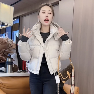 冬季流行可脱卸帽羽绒棉衣短款洋气百搭休闲齐腰小个子女生棉服