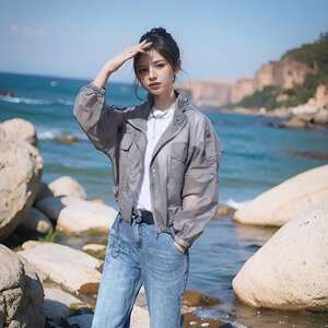 夏天透气速干防晒衣韩版ins小个子短款夹克防晒衫薄料女连帽外套
