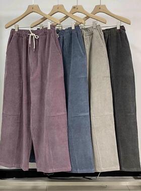 现2024冬季新女芯宝韩国代购atmosphere时尚松紧腰条绒阔腿休闲裤