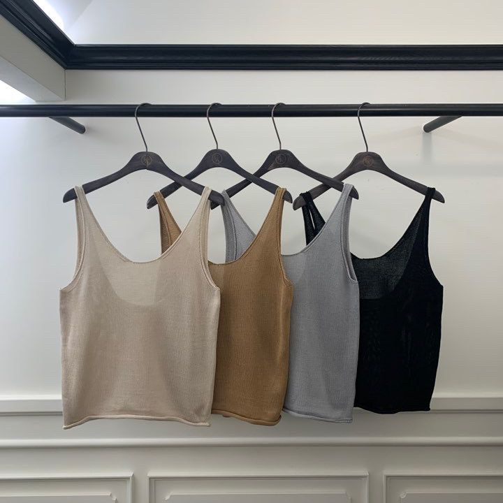 VIRKIN百搭露背纯色宽松吊带背心