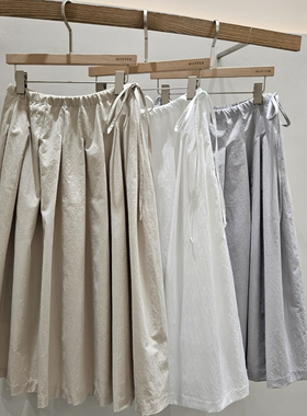 2025春夏新款女芯宝韩国代购MONTER百搭收腰抽绳A字版宽松半身裙