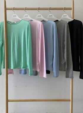 现~2025春季新女芯宝韩国代购atmosphere基础款纯色打底衫长袖T恤