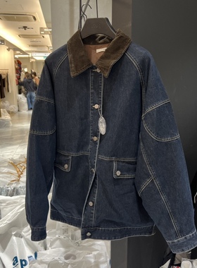 现~2025冬季新款女芯宝韩国代购TUG时尚宽松鸭绒内胆休闲牛仔外套