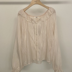 衬衫 2025冬季 纽扣长袖 BOLD淑女纯色木耳花边净版 新女芯宝韩国代购