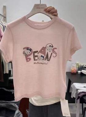 现~2025秋季新款女芯宝韩国代购visual space舒适KITTY猫短袖T恤