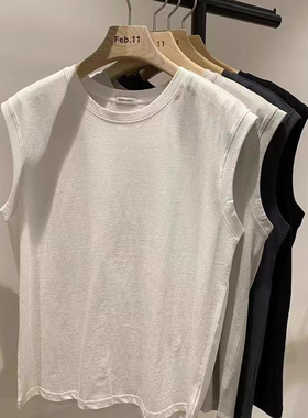 现2025夏季新女芯宝韩国代购FEBRUARY 11百搭纯色宽松无袖背心T恤
