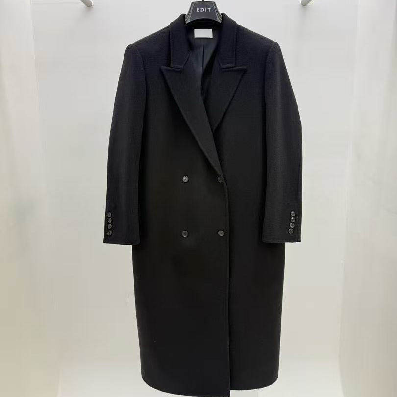 edit时尚西装双排扣羊毛大衣外套