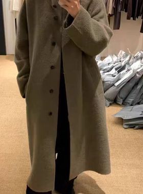 现~2025冬季新女芯宝韩国代购february11羊毛束腰中长款大衣外套