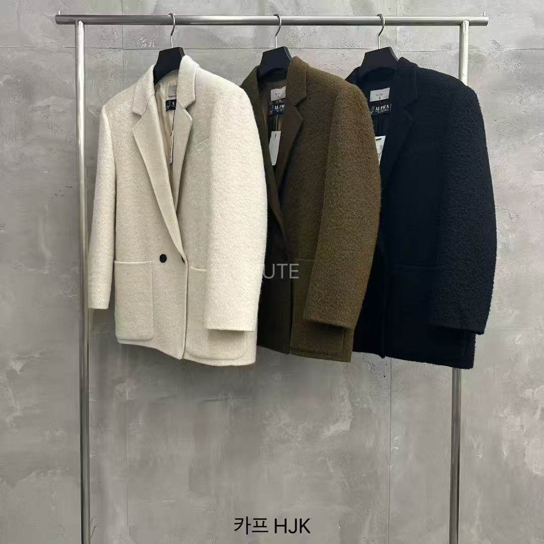 mute洋气苏丽羊驼毛西装大衣外套