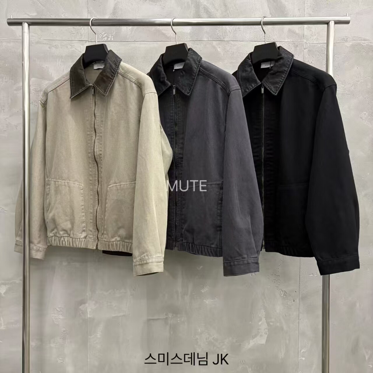 mute宽松拉链下摆松紧工装外套