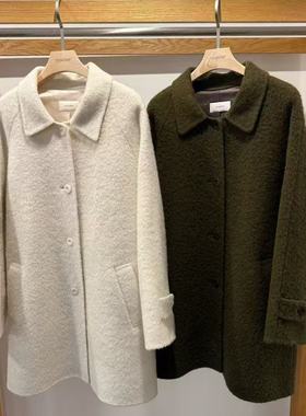 现~2025冬季新款女芯宝韩国代购rounder百搭温柔净版毛呢大衣外套