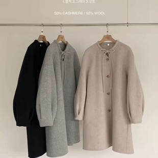 现~2025冬季新女芯宝韩国代购Egg鸡蛋家舒适宽松羊绒羊毛大衣外套