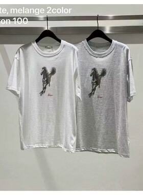 现~2026春季新款女芯宝韩国代购brot休闲圆领宽松马儿图案短袖T恤