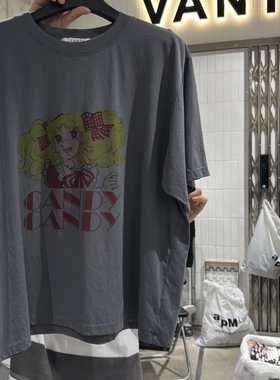 现2025夏季款女芯宝韩国代购VANTA百搭圆领基础款卡通女孩短袖T恤