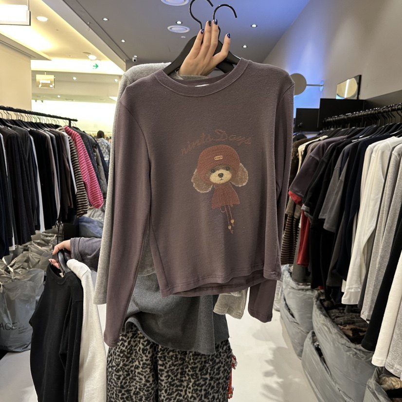 credito舒适保暖卡通图案长袖T恤