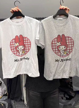 现~2025春夏新款女芯宝韩国代购CREDITO百搭卡通动漫图案短袖T恤