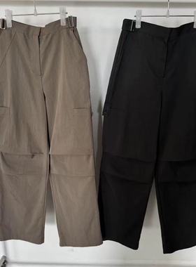 现~2025秋季新女芯宝韩国代购tempting复古捏褶工装裤阔腿休闲裤