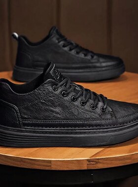 Men's Work Shoes 2026春季透气防水防滑黑色休闲皮鞋