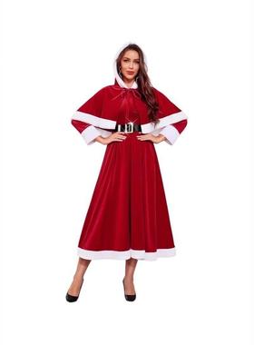 Christmas themed women's hooded long dress圣诞主题女士连帽裙