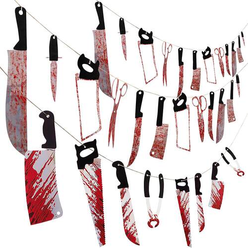 Halloween Blood Knife Banner 万圣节血刀拉旗挂件