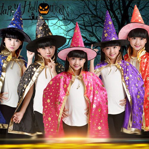 Halloween Pentagram Cloak With Hat 五角星披风帽子套装