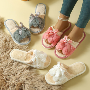 Women's Slippers EVA家居外穿平底蝴蝶结潮流防滑凉拖鞋女