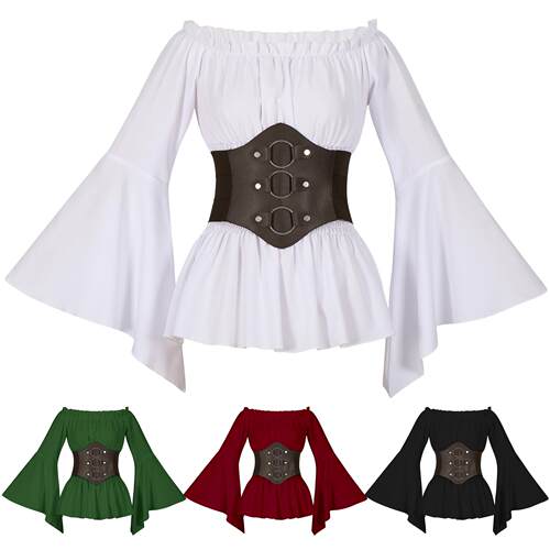 Halloween revival long sleeved shirt pirate shirt for women