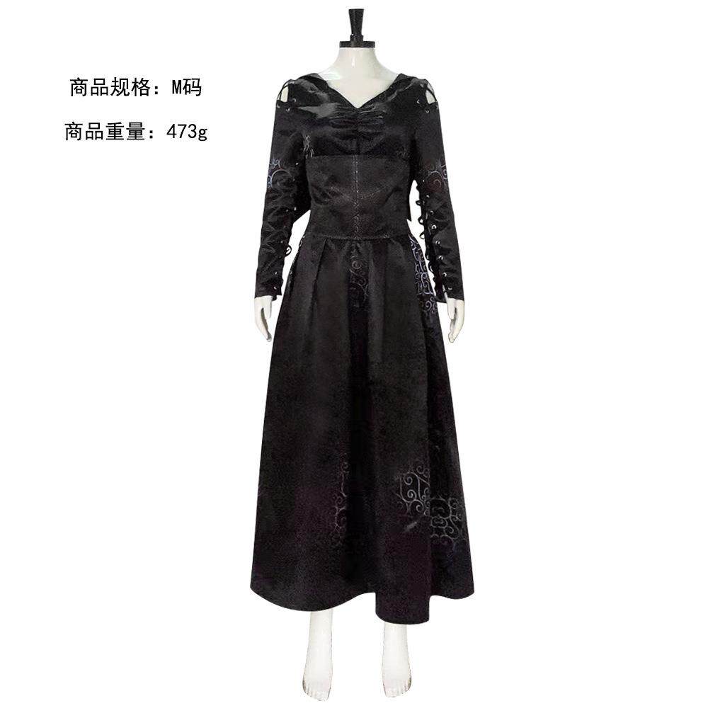 Halloween Black Witch Dress万圣节黑女巫食死徒裙子表演服装