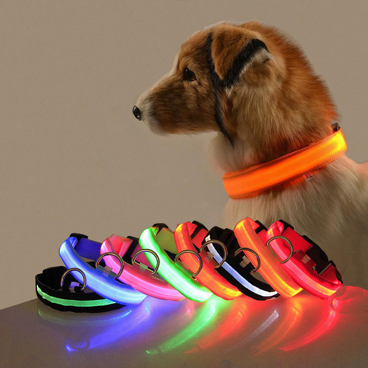USB Recharge LED Mesh Dog Collar夜间丝网发光充电宠物项圈