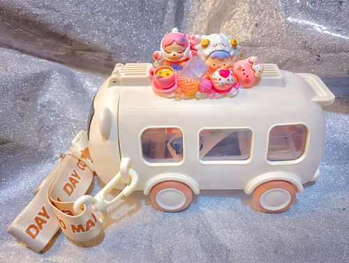 泡泡玛特水杯萌粒奶油胶杯斜挎吸管杯手工定制杯子潮玩水壶礼品