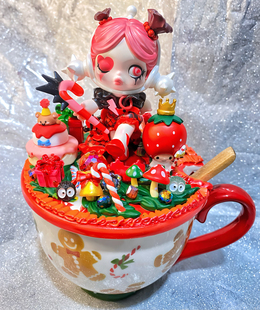 泡泡玛特杯sp许愿时间到盛装出逃圣诞节奶油胶马克杯手工diy杯