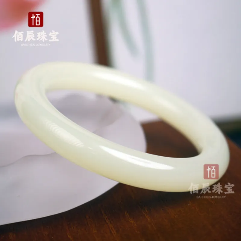 抗摔圆条仿手镯外蒙料白色树脂胖圆条粗防弹和田玉乳化玻璃