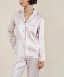 日系冰丝绸缎面睡衣女春夏高级感家居服长袖裤套装女春秋季可外穿