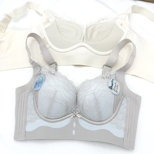 曼姿美蝶2532中厚B杯无钢圈内衣奶嘴胶性感聚拢上托调整无磁文胸