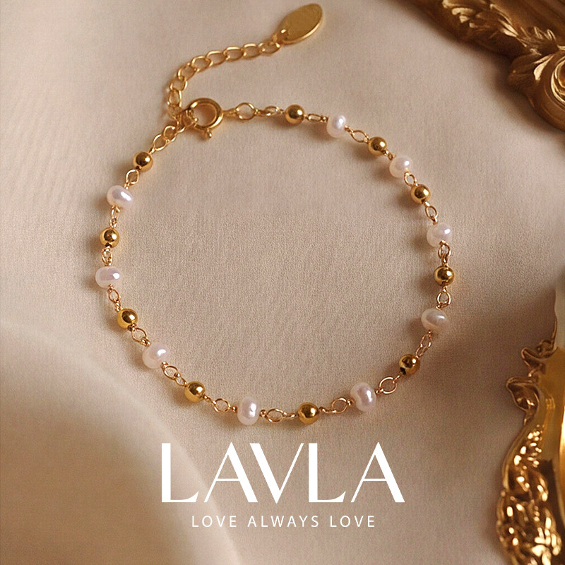 LAVLA小众天然珍珠金色手链女