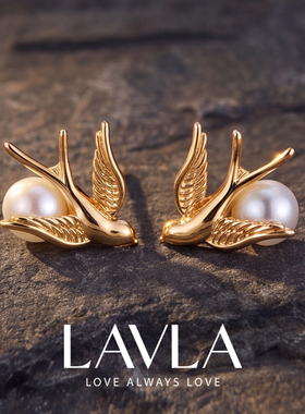 LAVLA金色燕子珍珠轻奢小众耳钉