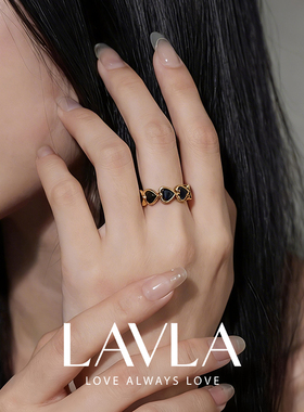 LAVLA轻奢复古爱心皓石开口戒
