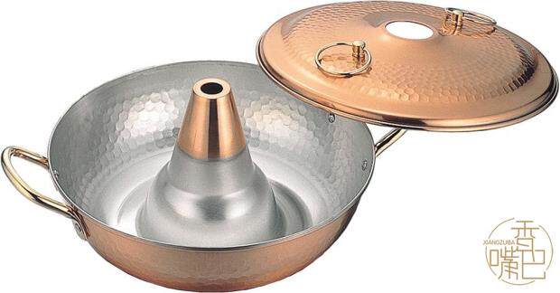 包邮香嘴巴现货日本制双耳涮羊肉铜火锅纯铜汤锅燃气火锅铜锅26cm