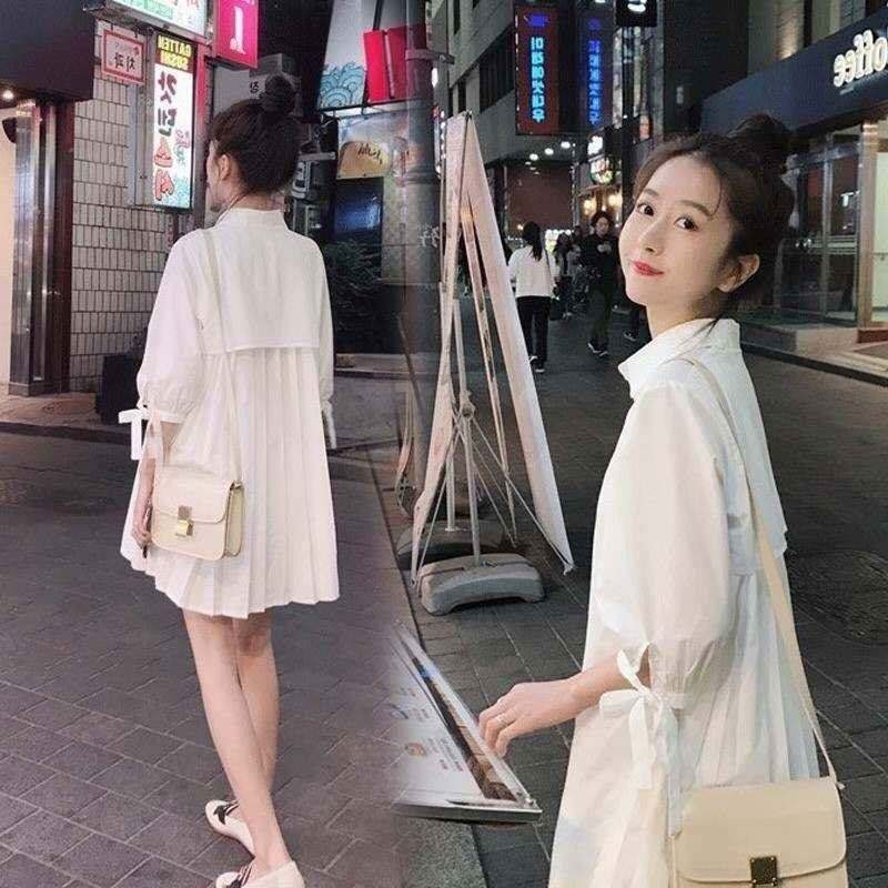 [不如遇见GM连衣裙]孕妇连衣裙白裙时尚款拼接娃娃吊带裙宽月销量0件仅售95.32元