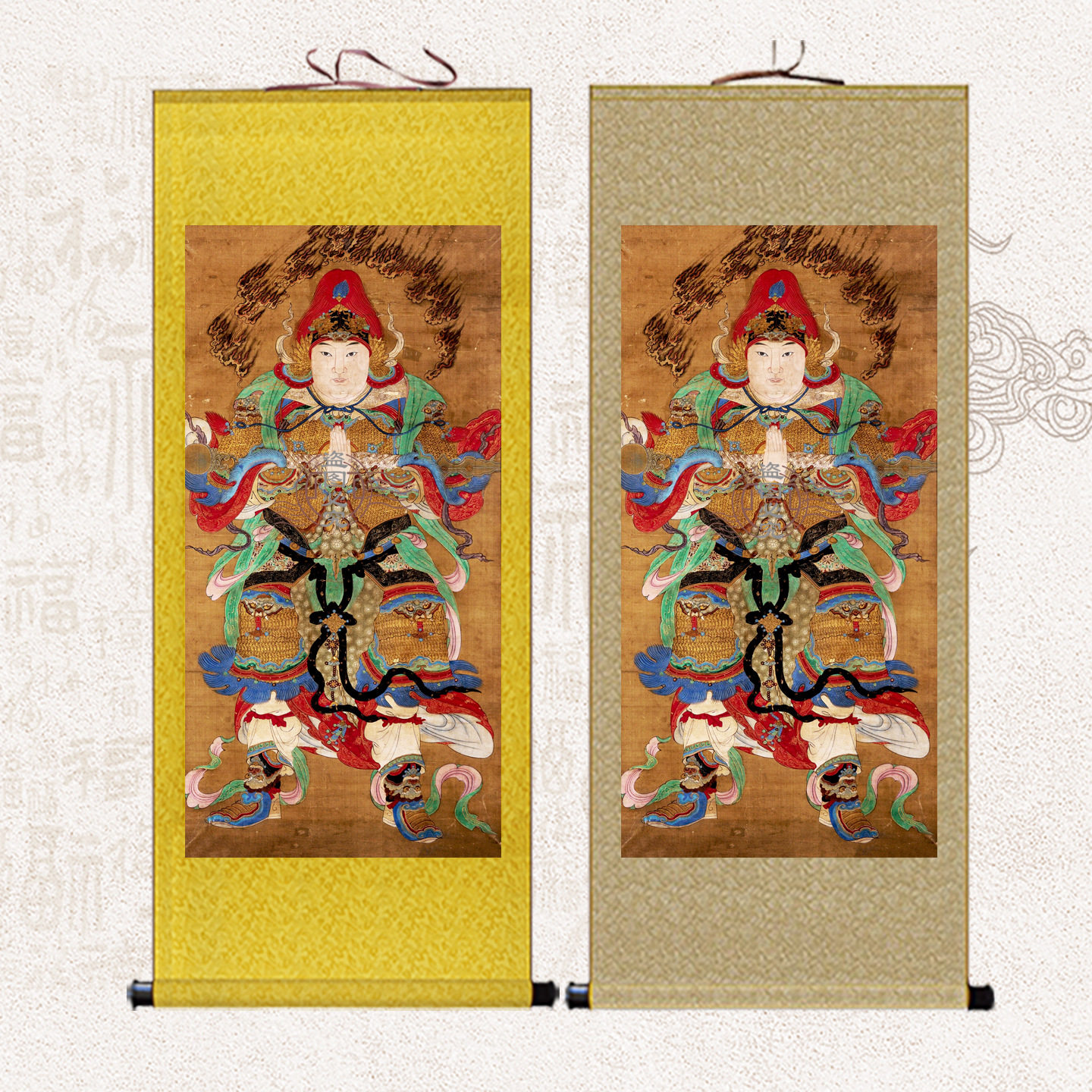 护法神韦驮菩萨神像挂画佛堂供奉诸天神韦天将军韦陀尊天像卷轴画