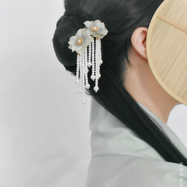 【浣碧】非现货绢花流苏U钗古装