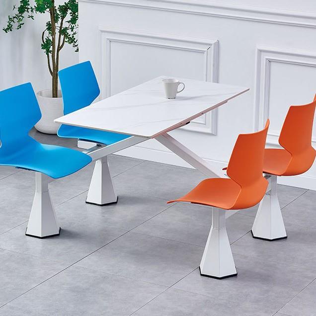 不锈钢带靠背服务区餐桌椅组合连体餐桌椅美食城学校食堂公司饭堂