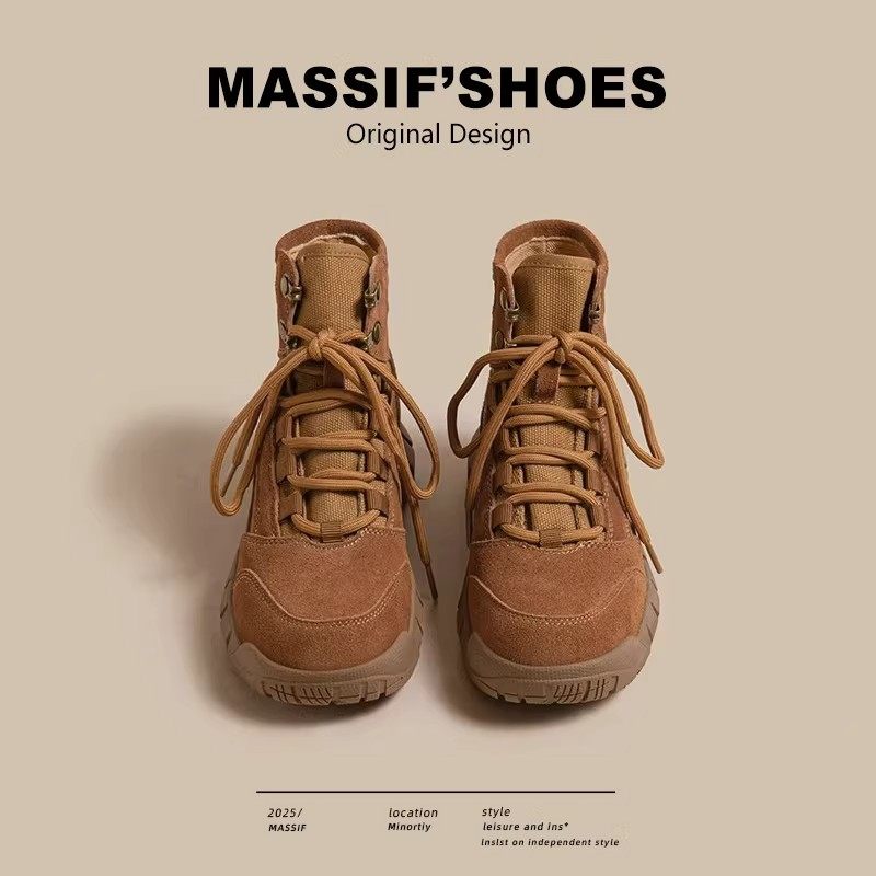 户外登山靴女新款真皮透气轻便内增高马丁靴冬加绒徒步旅游沙漠靴,女鞋,马丁靴,淘宝优惠券,粉丝福利购,淘宝优惠卷