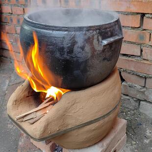 农家乐特色纯手工制作泥炉子煲汤炭炉加厚柴火炉餐具家用土灶炖肉