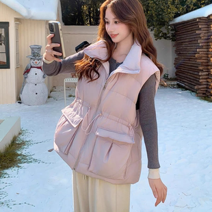 背心马夹amo 外套女2025秋冬新款 翻领宽松休闲无袖 短款 8639 韩版