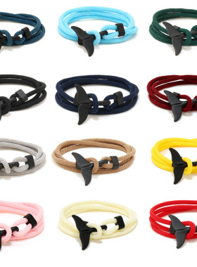 ins欧美风鲸鱼尾手链男手工编织手绳女个性百搭本命年情侣红手绳